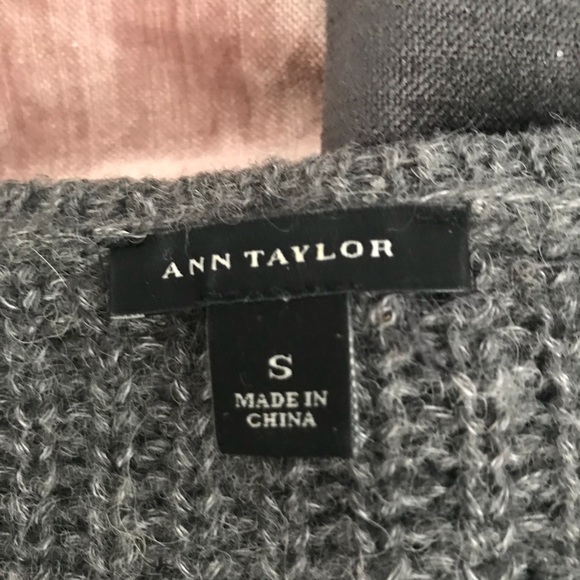 {Ann Taylor} Jeweled Neckline Grey Alpaca Sweater - Picture 5 of 7